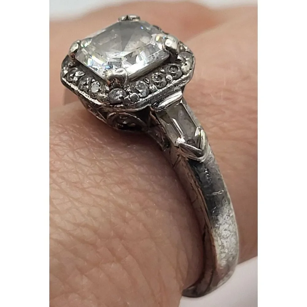 TACORI Ascher Cut Solitaire Art Deco Ring Size 9 Sterling 925